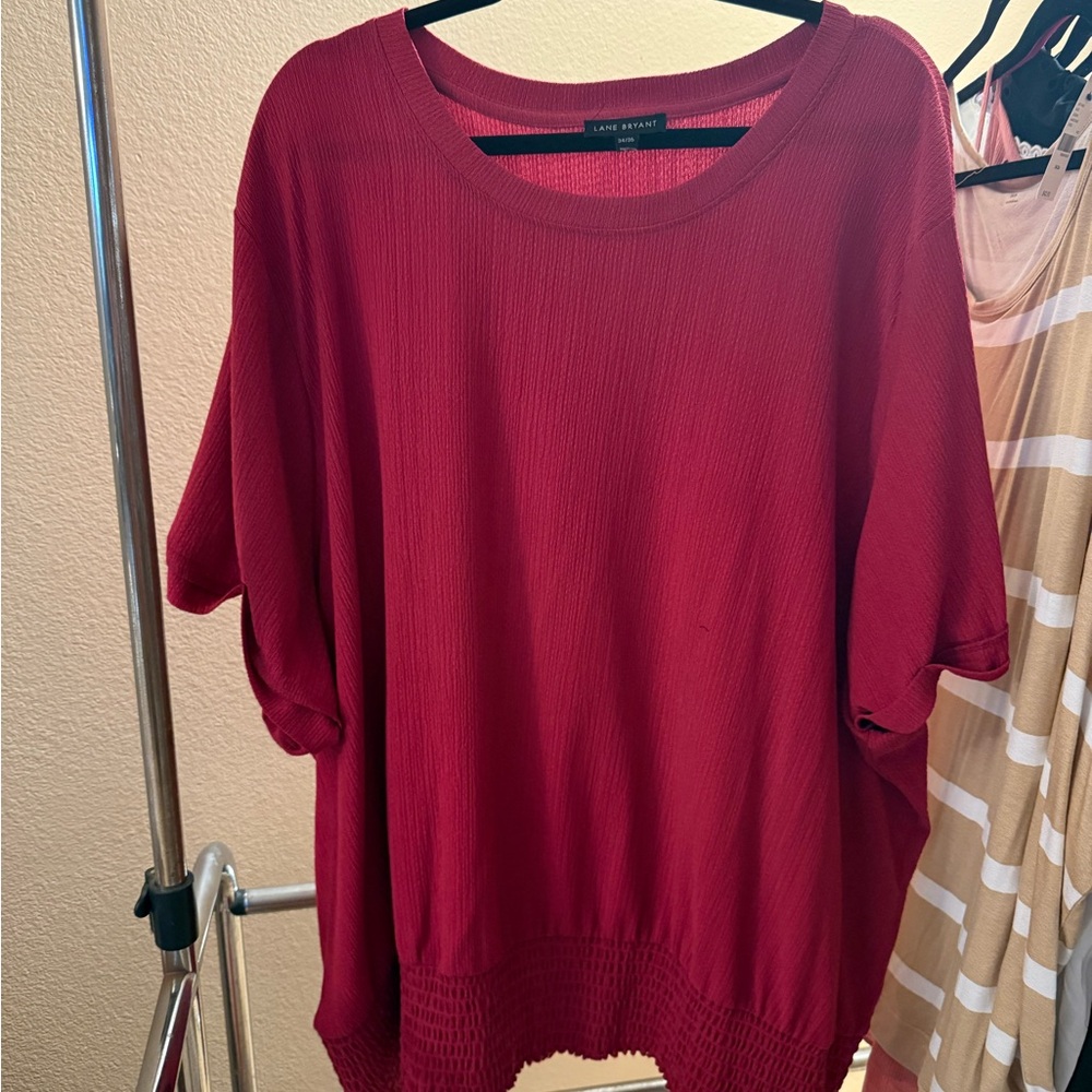 Lane Bryant Rich Red Short Sleeve Tee